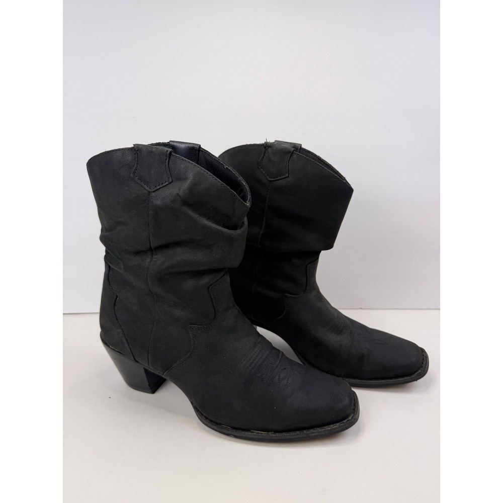 Durango Crush Black Slouch Western Cowgirl Boots Square Toe Women's 8.5